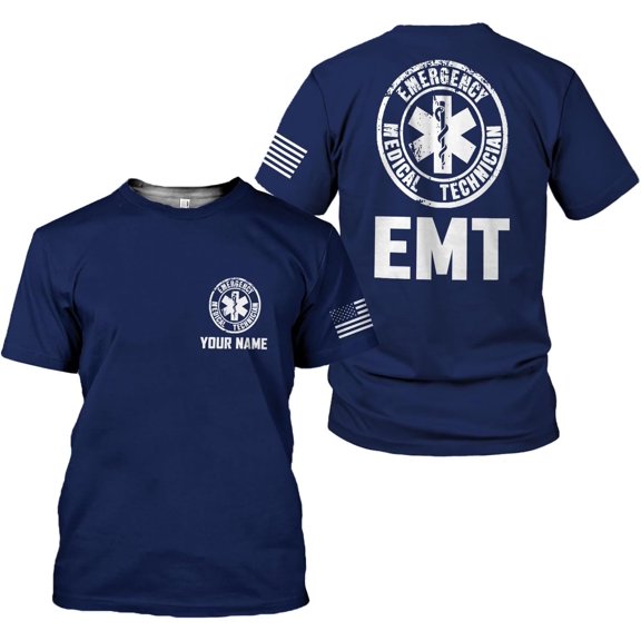Personalized EMT Shirt, EMS Shirt, Customized EMS Shirts,EMT Paramedic Uniform Emergency Medical Technician Shirts (S)