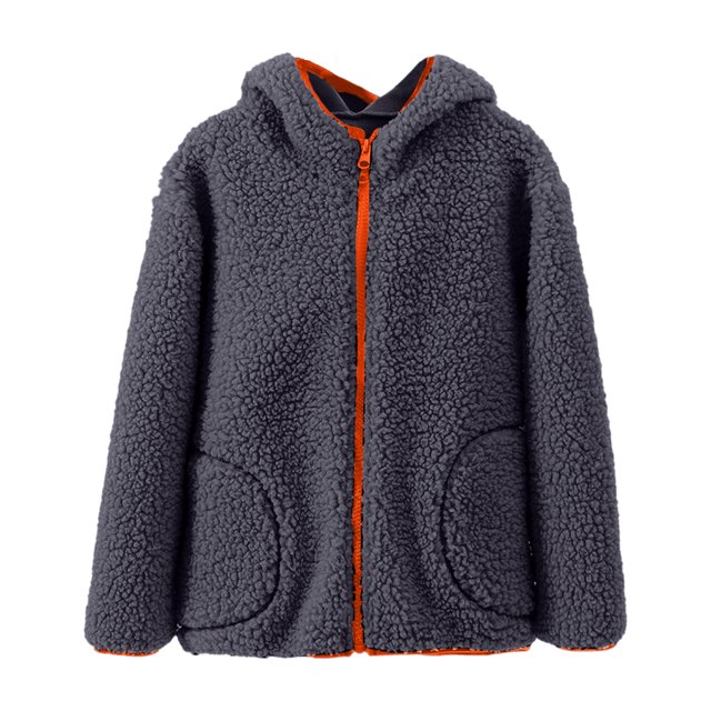 Jackets for Girls Full Zipper Soft Hoodie Sweatshirt Solid Color Grey Cute Fall Tops for Teen Girls ,4-5 Years