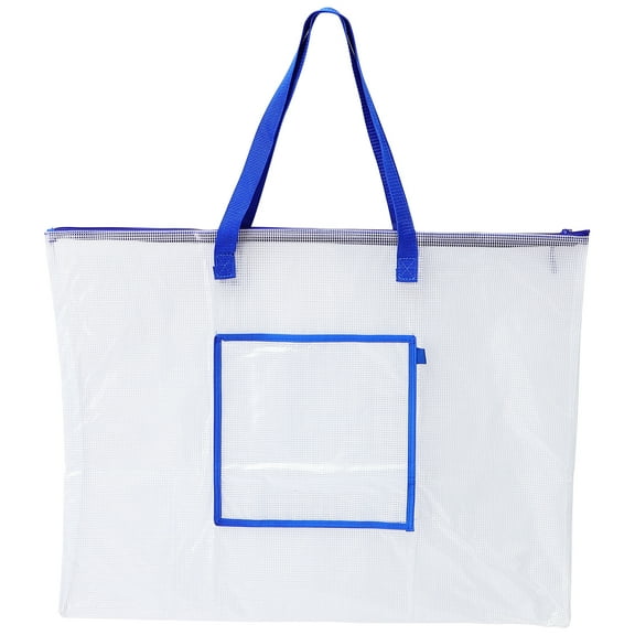 Portable Art Portfolio Bag with Durable PVC Material and Big Zipper for Storage Blue