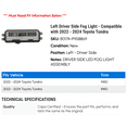 thumbnail image 2 of Left Driver Side Fog Light - Compatible with 2022 - 2024 Toyota Tundra 2023, 2 of 2