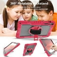 thumbnail image 6 of Case for Samsung Galaxy Tab S10 FE Plus 13.1" 2025, 360° Rotating Kickstand with Pencil Holder/Hand Strap/Shoulder Strap Hard PC Rugged Silicone Shockproof Bumper Stand Cover, Red+Black, 6 of 8