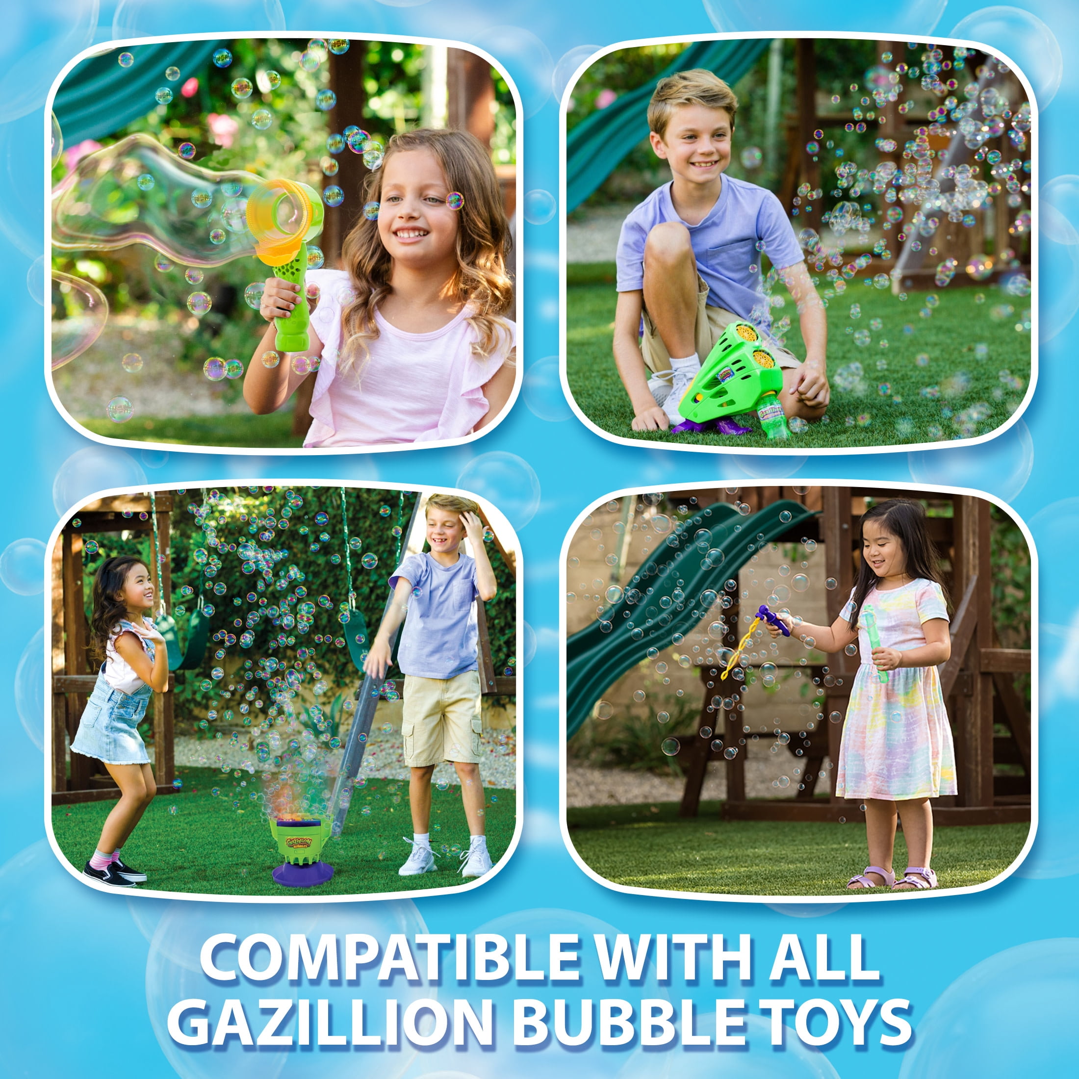 Gazillion Bubbles, Original Bubble Solution 2L - Create Bubbles with Premium Formula & 7-in-1 Bubble Wand - Non-Toxic & Safe