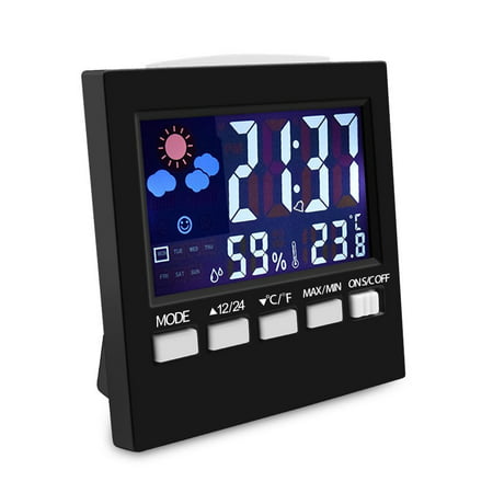 Digital Display Thermometer humidity clock Colorful LCD Alarm Calendar
