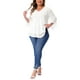 thumbnail image 2 of Camisa Plus Size Agnes Orinda para Mujeres con Manga de Campana 3/4, Cuello en V, Blusa de Doble Capa de Chifón, Talla 4X, Blanca, 2 of 6