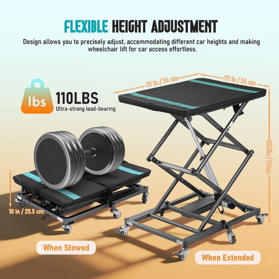 Portable Power Wheelchair Lift with Rechargeable Electric Operation in Black