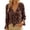 Brown, variant on Women T-Shirts Elegant Knit V Neck Tie Front Blouse With Ruffle Trim For Loose Fit Knit Tops Casual Everyday Wear Vacation Solid Color Streetwear