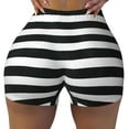 thumbnail image 2 of Fotbe Black And White Stripes Shorts Sin Costuras – Shorts Deportivos de Cintura Alta para Mujer, Elásticos para Gimnasio, Yoga, Running o Ciclismo-X-Large, 2 of 8