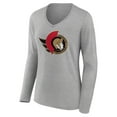thumbnail image 2 of Women's Heather Gray Ottawa Senators Primary Logo Team Long Sleeve V-Neck T-Shirt, 2 of 3
