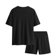 thumbnail image 5 of LISTHA Men's Summer Short Set 2 Piece Textured Solid Fashion Casual Outfit Crewneck Loose Tracksuits Athletic Sports Suit Black 2XL, 5 of 5