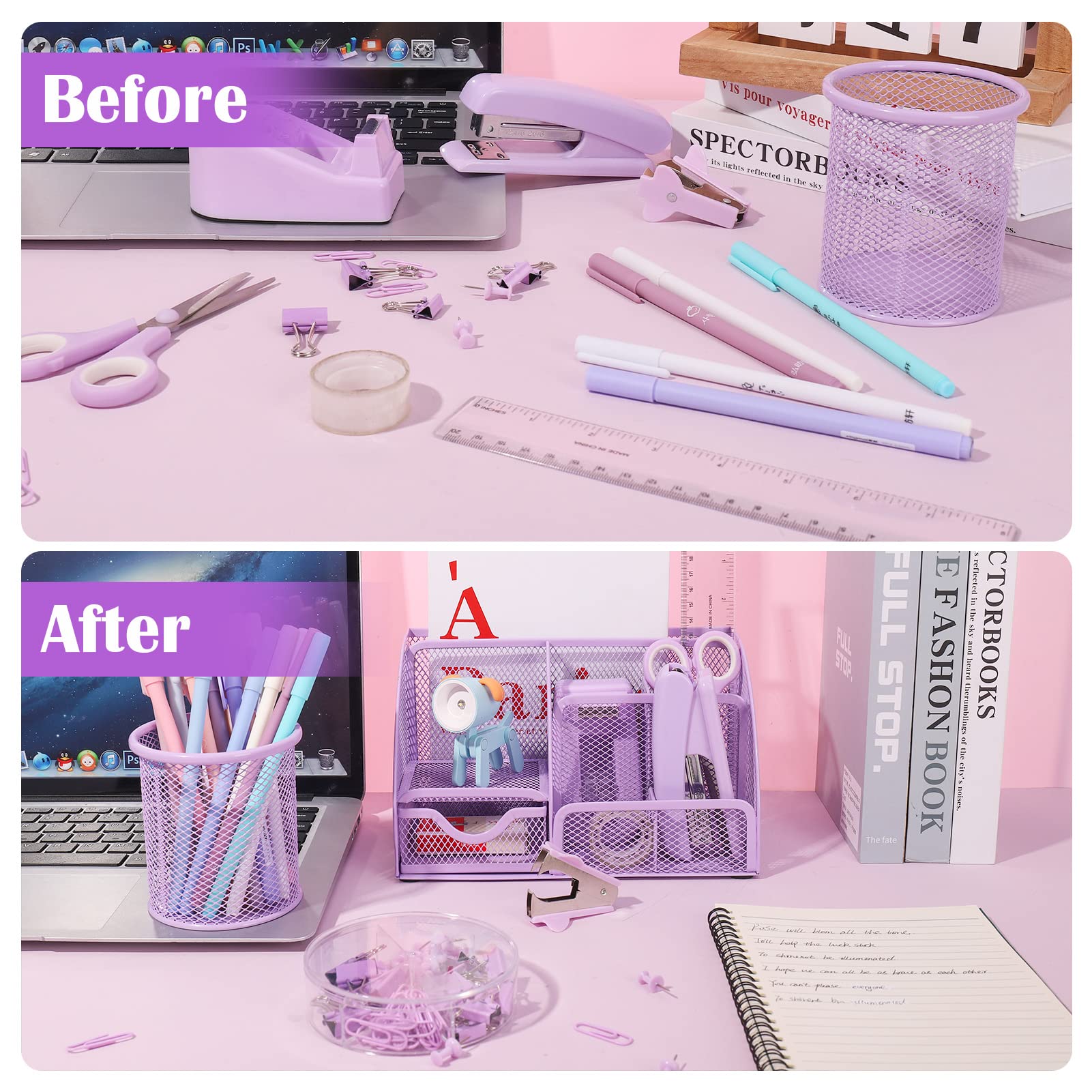 Aertyole Purple 7-Compartment Desk Organizer Set photo 7