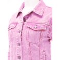 thumbnail image 4 of FashionMille Women Slim Fit Color Acid Washed Denim Jean Jacket, 4 of 5