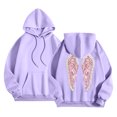 thumbnail image 4 of vigerkar Long Sleeve Wings Graphic Hoodie, Fashion Pullover Hooded Sweatshirt for Women (Purple, M), 4 of 5