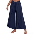thumbnail image 6 of PNTUTB Pants for Women Solid-Color High-Waisted Slit-Leg Wide-Leg Pants Casual Bow Front Lightweight Breathable Flowing Loose Comfortable Pants, 6 of 7