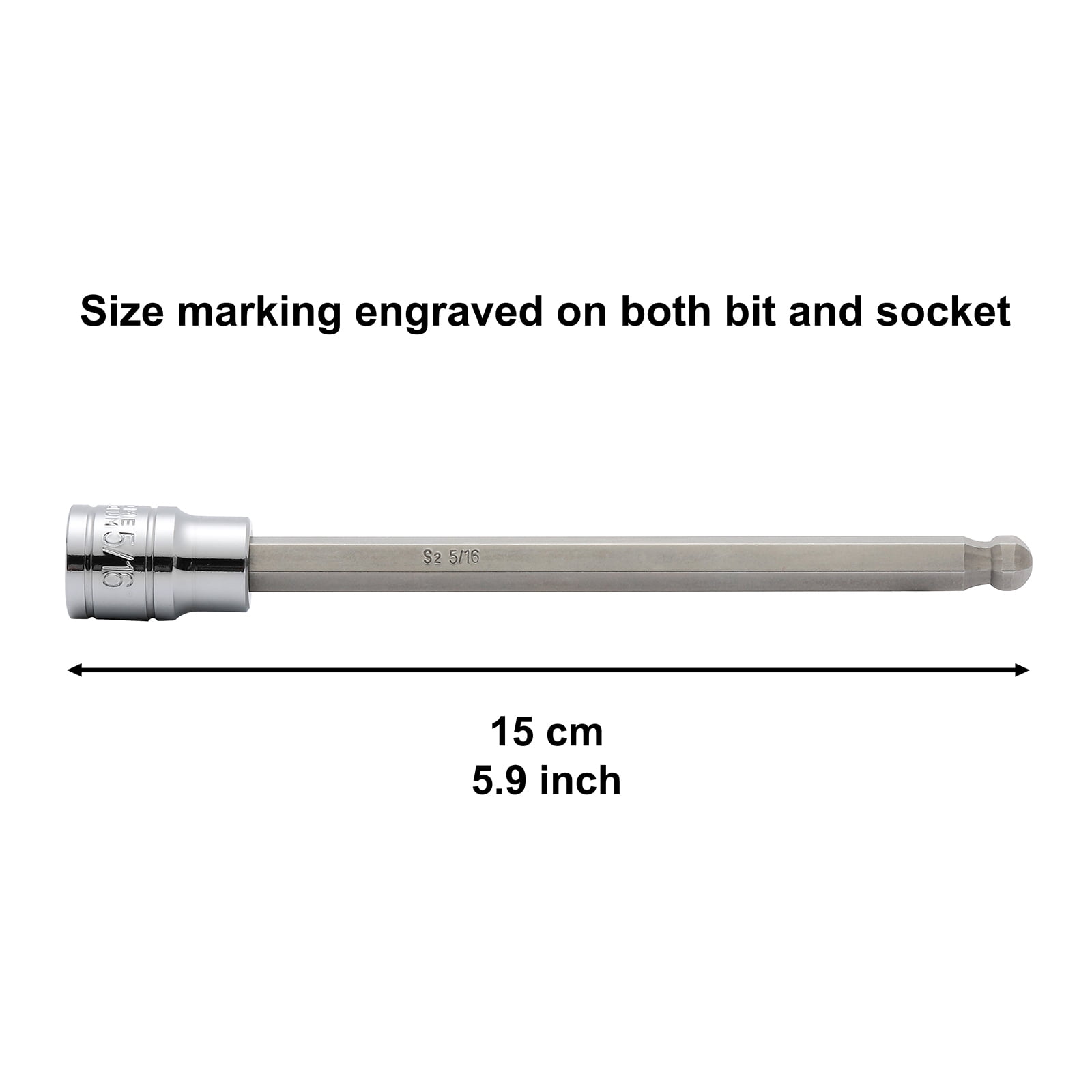 Casoman CS369, Cromatic Finish Drive Extra Long Socket Wrench & Set, 18 Pieces