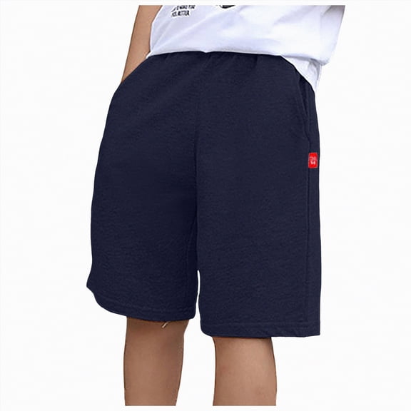 Hessimy Boys Athletic Shorts Boys Shorts Mesh Basketball Soccer Quick Dry Gym Clothes with Drawstring(Blue,8-9 Years)