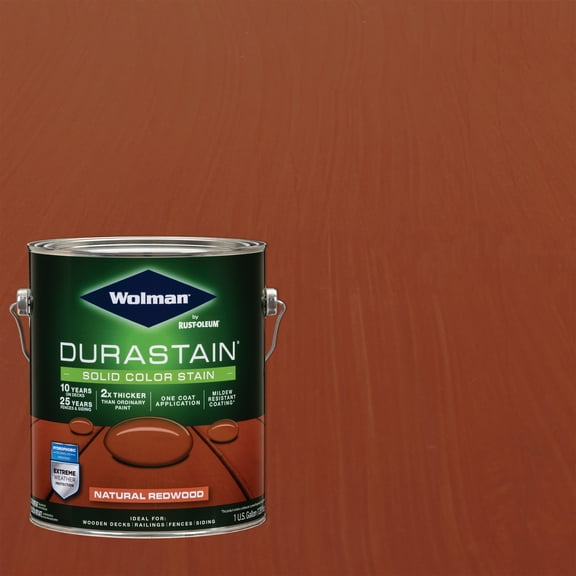 4 Pack, Natural Redwood, Wolman DuraStain Satin Solid Color Exterior Wood Stain- Gallon