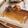 thumbnail image 3 of Orange Ocean Waves Placemats Set of 6 Coastal Country Abstract Ombre Stripes Place Mats Indoor Wipeable Table Mats Washable Dining Table Placemats for Kitchen Holiday Party Home Decor 13x19 Inch, 3 of 9