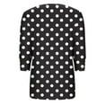 thumbnail image 6 of Dasayo Tops for Women Trendy Black Summer 3/4 Sleeve Buttons Polka Dot Crewneck T-Shirt Tees for Women L, 6 of 7