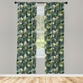 thumbnail image 3 of Ambesonne Green Curtains, Hawaiian Tropical Flora, Pair of 28"x63", Green Dark Teal Orange, 3 of 5