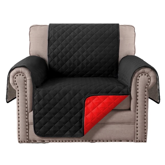 Tainini Recliner Chair Cover for Small Reclining Chair Slipcover Seat Width to 25 Inch Reversible Washable Protector with Elastic Adjustable Straps for Kids Pets (Black）