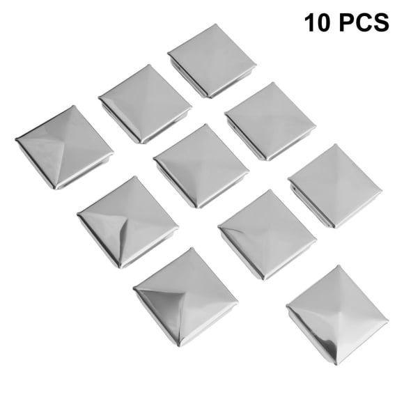 1Pc Square Post Cap Stainless Steel To Steel Galvanized Cover Pyramid Shape Cap Home Garden Column Decoration Supplies 10Pcs 40Mm