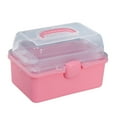 thumbnail image 1 of Cajas de almacenamiento transparentes, compartimentos de 3 capas, apilables, multifuncionales, con tapa y asa, organizador, estuche de almacenamiento Rosa, 1 of 8