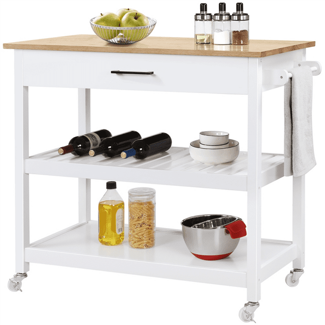 Yaheetech Îlot de Cuisine avec Rangement et Tiroir, Blanc