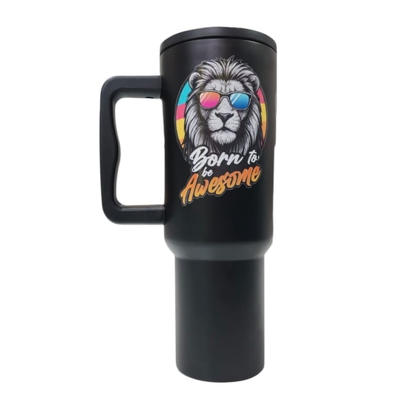 Termo de acero inoxidable color negro, Leon, de 1.2 litros