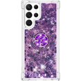 thumbnail image 2 of Phone Case for Samsung Galaxy S23 Ultra, Shockproof Clear Quicksand Glitter Flowing Liquid with Bling Diamond Ring Stand,Cute Women Girls Case for Galaxy S23 Ultra 6.8'' LS - Purple, 2 of 14