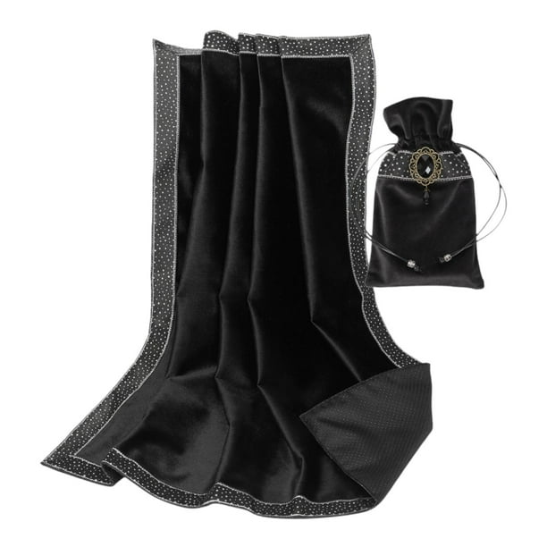 Manteles de tela se extiende cuadrado con bolsa de almacenamiento showsing mantel de decoración para el hogar psicólogos de tarots entusiastas de la Negro