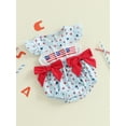 thumbnail image 3 of Okbabeha Newborn Baby Girls 4th of July Outfits Fourth of July Bubble Romper Fly Sleeve USA Flag Embroidery Bodysuits Summer Independence Day Clothes, 3 of 8