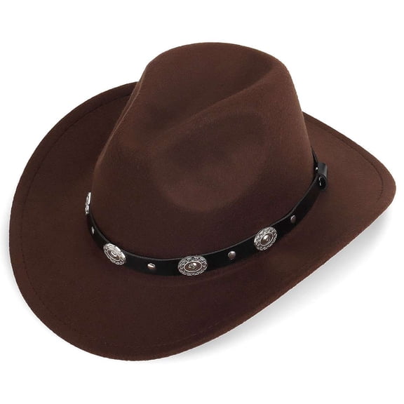 BadPiggies Western Cowboy Hat for Men Women Classic Roll Up Wide Brim Fedora Hats with Buckle Belt