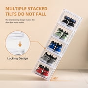 Large Shoe Boxes storage Clear Plastic Stackable,Drop Front Shoe Box with Clear Door, Shoe Rack For Sneaker Display,Fit up to US Size12(6Pack)