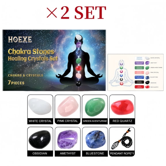 Chakra Stones Healing Crystals Set – Ultimate Meditation Gifts for Energy Balance & Spiritual Growth – 7 Tiny Chakra Stones,Including Obsidian,Quartz,Amethyst