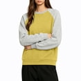 thumbnail image 3 of VBVC Women's Raglan Sleeve Crewneck Sweatshirt , Long Sleeve Pullover Top For Women , Ladies' Casual Color Block Hoodie with Pockets, Yellow , S-2XL, 3 of 7