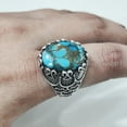 thumbnail image 5 of Blue Copper Turquoise Mans Ring, Natural Copper Turquoise Ring, Silver Jewelry, 925 Silver Ring, Birthday Gift, Heavy Mens Ring, Arabic Design, Ottoman Style Ring, Christmas, Turkey Mens Signet Ring, 5 of 8