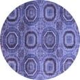thumbnail image 1 of Ahgly Company Machine Washable Indoor Round Abstract Blue Modern Area Rugs, 3' Round, 1 of 4