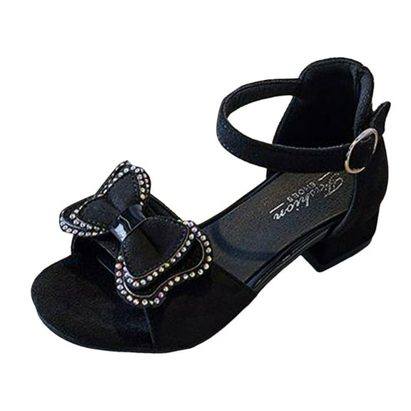 eileial Dress Shoes for Girls Party Wedding Princess Dress Shoes High Heels for Toddler/Little Kid,Black 13