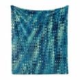 thumbnail image 1 of Fractal Soft Flannel Fleece Throw Blanket, Vintage Mosaic Style Little Geometric Circles on Flat Background with Artwork, Cozy Plush for Indoor and Outdoor Use, 50" x 60", Petrol Blue, by Ambesonne, 1 of 6
