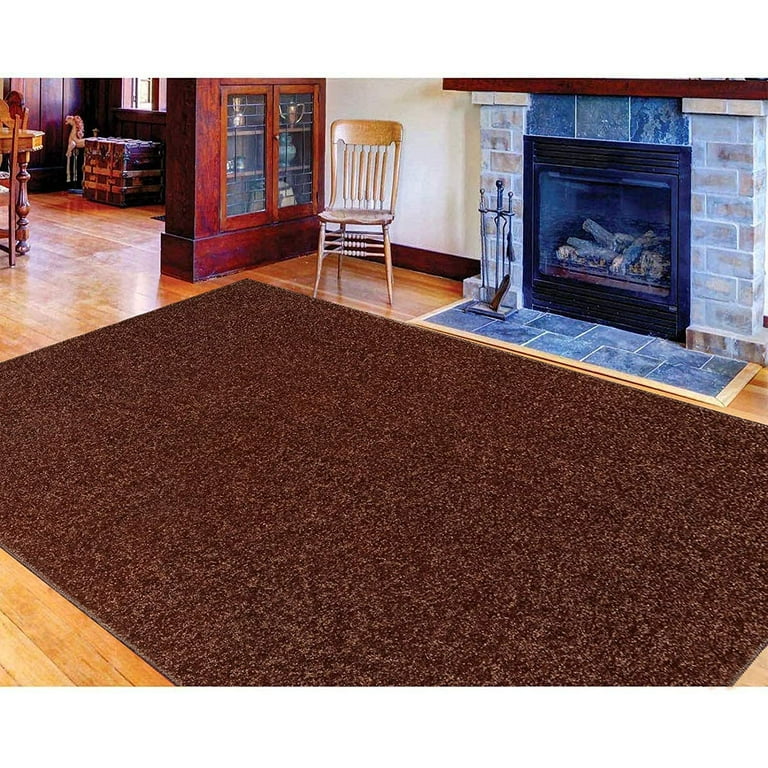 Home Queen Solid Color Oval Shape Chocolate 12'X15' Oval Shape - Area Rug 