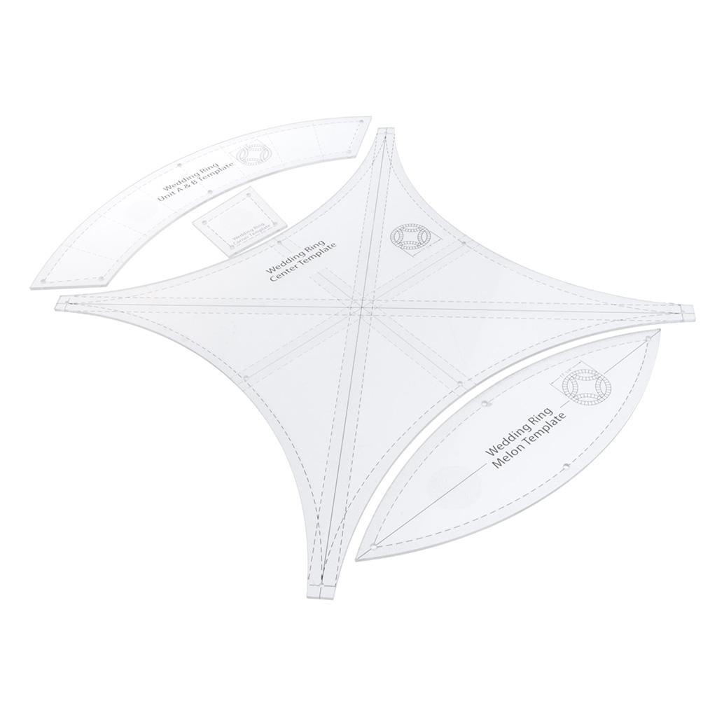 HOMYL 4pcs Creative Grid Double Wedding Ring Template Dressmaker Sewing Quilting Ruler