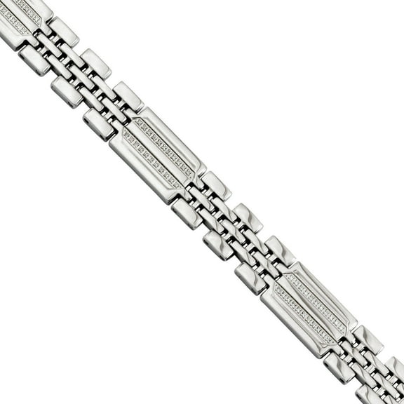 Primal Steel Stainless Steel with Diamonds Fancy 8.75in Bracelet