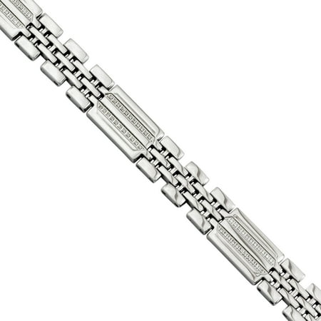 Primal Steel Diamond Stainless Steel Polished Fancy Bracelet, 8.75
