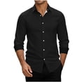 thumbnail image 2 of Stamzod Button Up Shirt Men Business Casual Color Block Long Sleeve Office Dress Shirts Men's Clothing Black XXL, 2 of 7