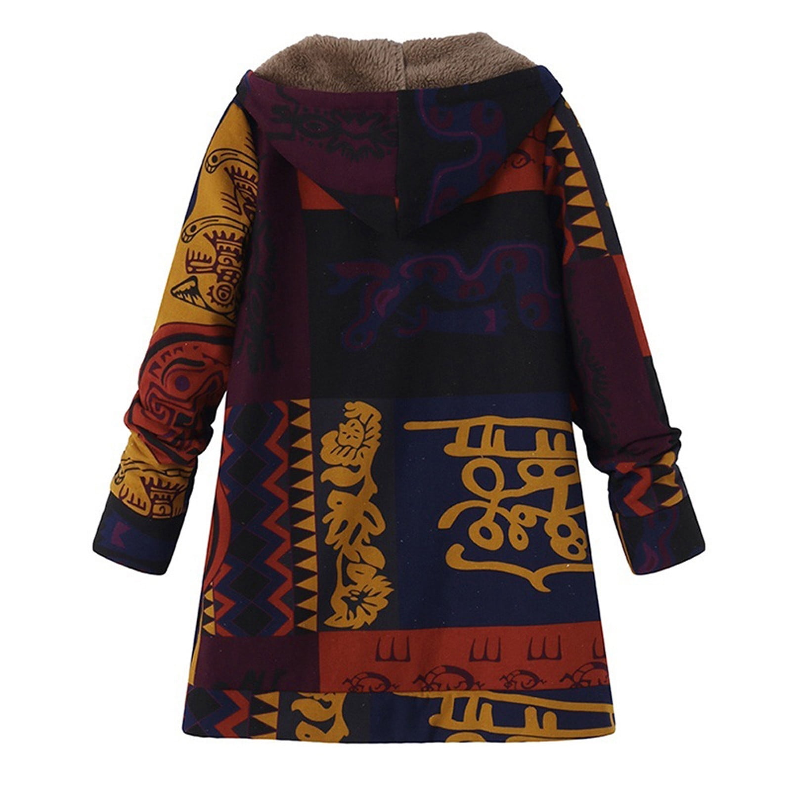 Winter Fall !Homenesgenics Womens Tops under $5 Women's Cotton Linen Printing Hoodies Fall Winter Fleece Jacket Casual Hooded Sweatshirts Thick Lined Coats