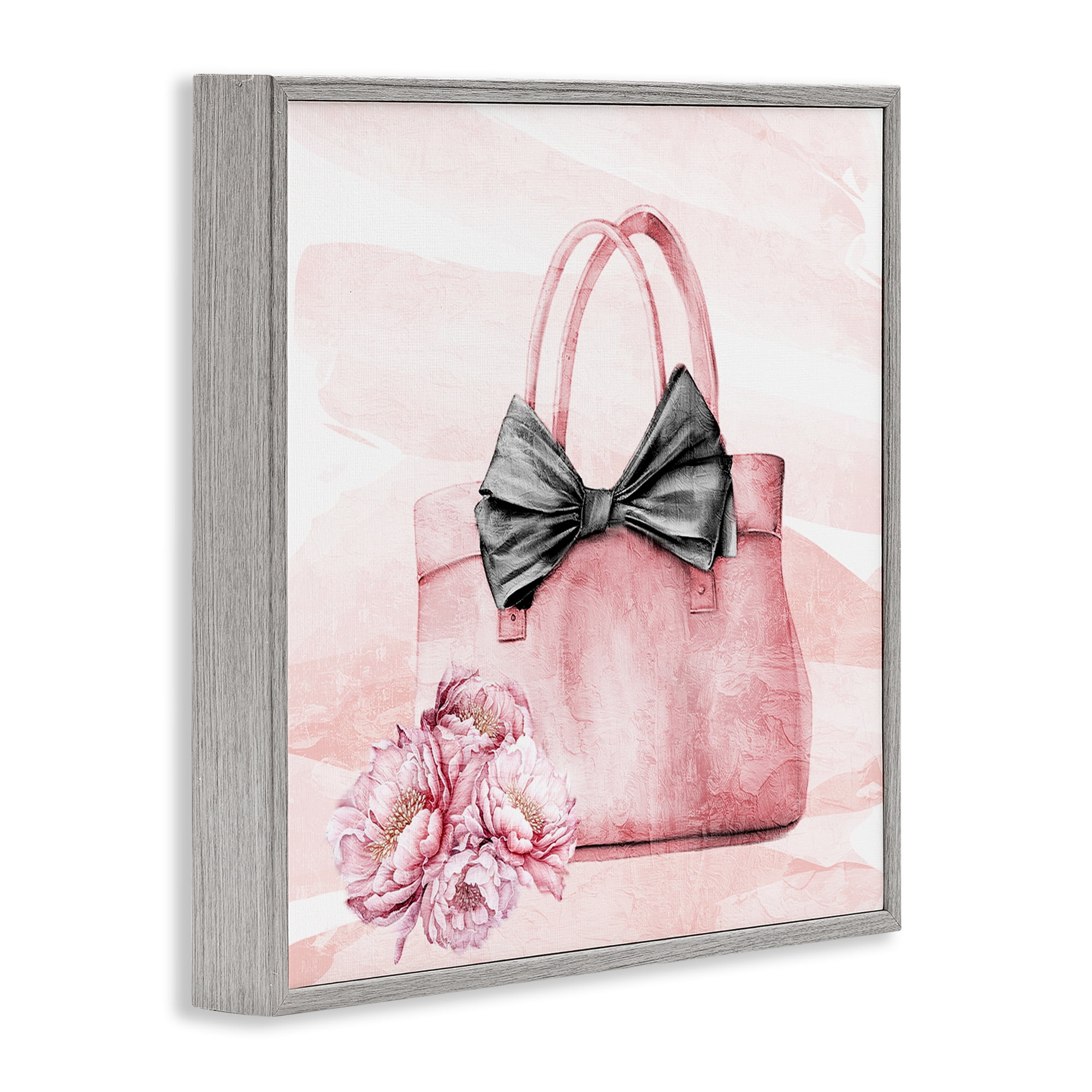 Stupell Industries Blush Glam Time Bag Gray Framed Giclee Art, design by Kim Allen