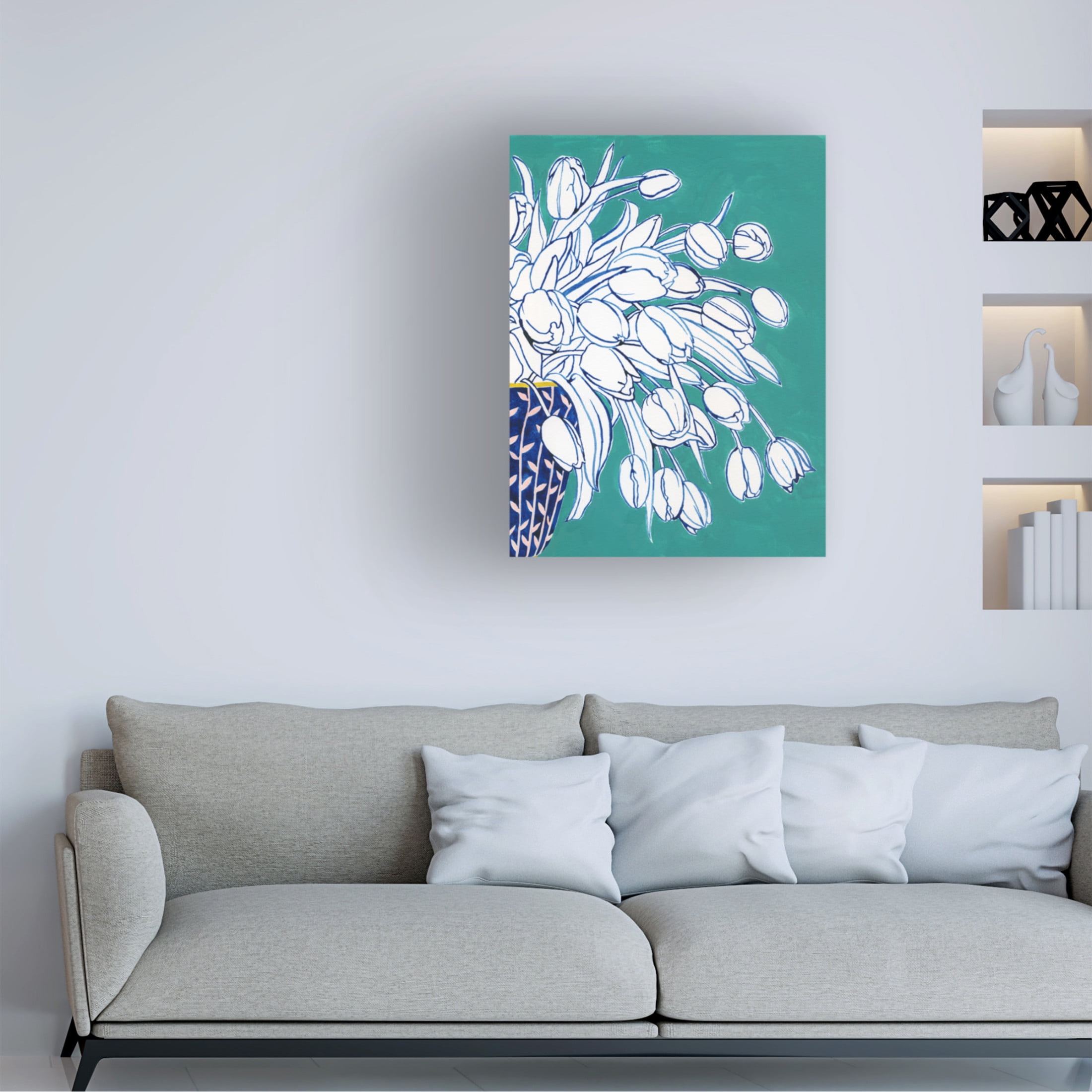 Trademark Fine Art Grace Popp Turquoise Tulip Bouquet II Canvas Wall Art