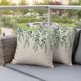 thumbnail image 4 of Spring Leaf Pillow Covers 2 Pack Country Watercolor Green Eucalyptus Leaves Rustic Linen Texture Pillowcase Waterproof Outdoor Throw Pillow Cover for Patio Garden Square Cushion 16”x16”, 4 of 9