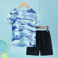 thumbnail image 2 of TOWED22 Infant Baby Boy Summer Clothes Contrast Color Short Sleeve T Shirts Stretch Rolled Shorts Cute Newborn Toddler Outfits(Blue,6-7 Years), 2 of 5