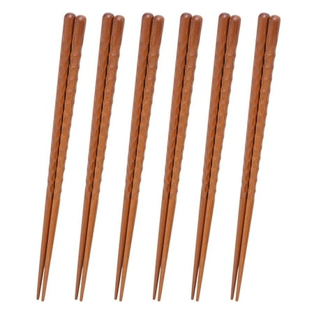 

6 Pairs Solid Wood Carving Craft Handmade Asian Japanese Chopsticks Set Reusable
